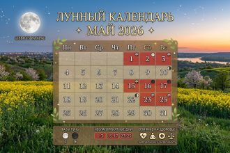 Лунный календарь май 2026 года: неблагоприятные дни, фазы Луны и влияние на здоровье
