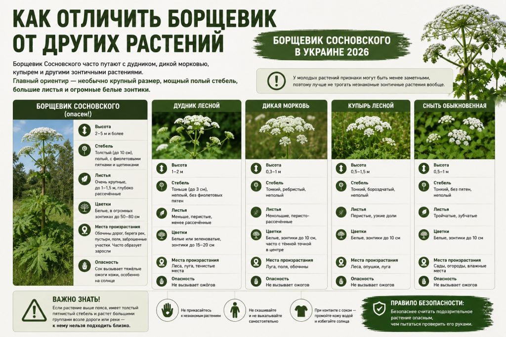 Борщевик Сосновского в Украине 2026: как выглядит, где растет и что делать при ожоге