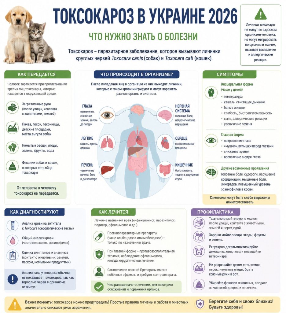 Токсокароз в Украине 2026: что такое, симптомы, как передается и лечится
