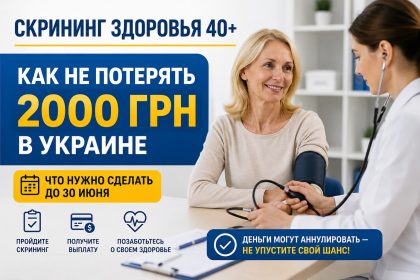 Скрининг здоровья 40+: как не потерять выплату 2000 грн в Украине и что нужно сделать до 30 июня