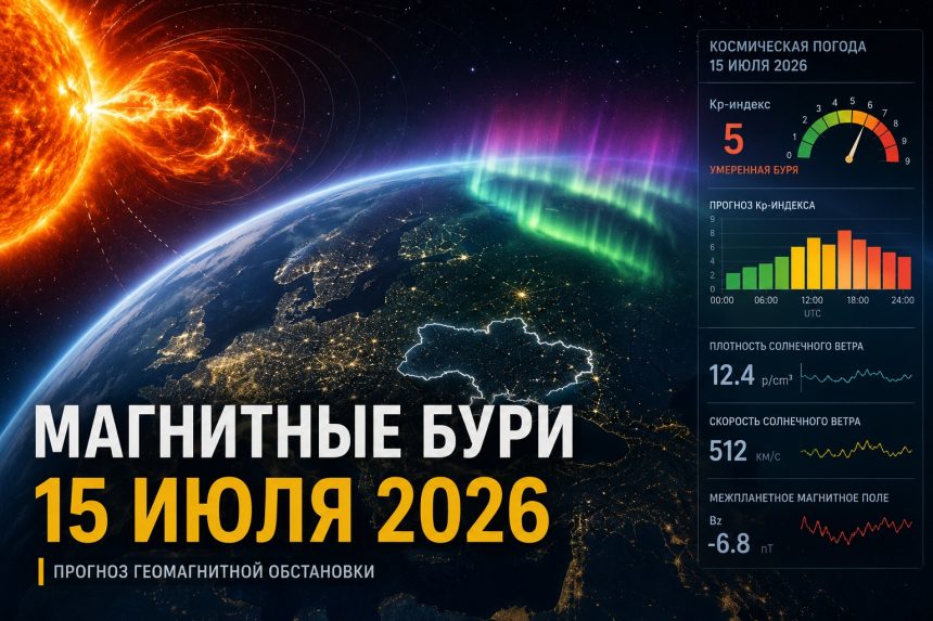 Магнитные бури 15 июля 2026 в Украине: прогноз солнечной активности на сегодня