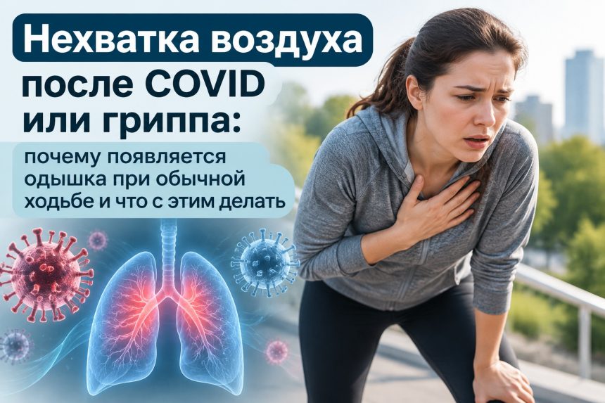 Одышка после COVID или гриппа при ходьбе: почему появляется нехватка воздуха и что делать