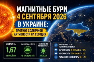 Магнитные бури 4 сентября 2026 в Украине: прогноз солнечной активности на сегодня