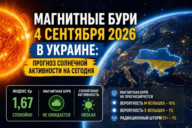 Магнитные бури 4 сентября 2026 в Украине: прогноз солнечной активности на сегодня
