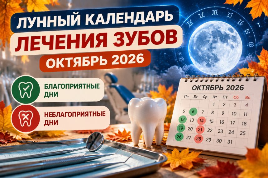 Лунный календарь лечения зубов на октябрь 2026 года: благоприятные и неблагоприятные дни для стоматологических процедур