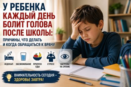У ребенка каждый день болит голова после школы: причины, что делать и когда обращаться к врачу