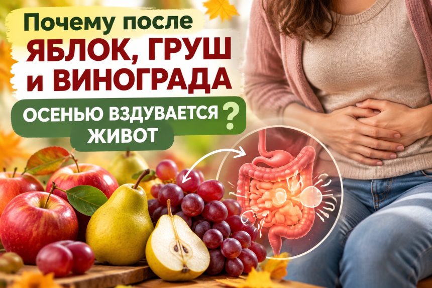 Почему после яблок, груш и винограда осенью вздувается живот: причины, симптомы и как уменьшить дискомфорт