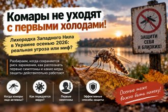 Комары в сентябре и октябре 2026: можно ли заразиться лихорадкой Западного Нила в Украине