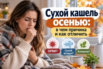 Сухой кашель осенью без температуры: как отличить ОРВИ от аллергии и раздражения из-за сухого воздуха