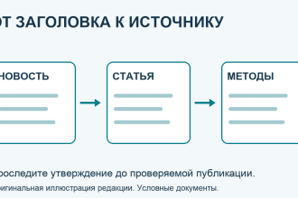 Условный путь от медицинской новости к публикации и методам исследования